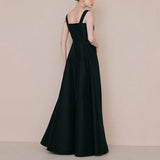 French Black Dress Sling Sling Banquet Hosting Birthday Party Simple Thin Light Extravagant Evening Dress Dress HZ0517