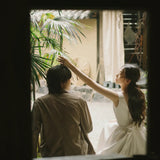 Travel Shot Light Wedding Dress New Certificate Daily French Simple Dress Retro Vertiny Noodles Small Dress HZ0517
