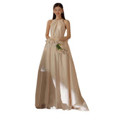 Bridal Main Wedding Dress 2026 New French Retro Hepburn Wind-Screative Neck Tug-In Yarn HZ0517