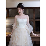 Champagne-Colored French-Style Light Wedding Bride 2026 New Main Yarn High-Quality Small Man Goes Out Yarn Thigh Dress HZ0517