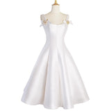 French Hepburn Light Wedding Dress Vertebree Vertebree Feast White Dress Light Luxury Sling Retro Dress Woman HZ0517