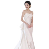 New French Linden Bosomed Fishtail Light Wedding Dress Bride Greets Out Yarn Wedding Toast Dress Dress HZ0517