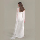 White Light Wedding Dress Sling Pure Color Simple Fishtail Engagement Evening Dress French Temperament Dress HZ0517