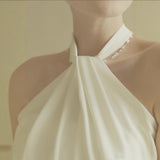 Light Wedding Dress French 2026 New Winter Temperament Dingy Noodles Hanging Neck Shooting Small Dress Simple Atmosphere Yarn Girl HZ0517