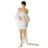 Small Small Wedding Dress Sen Is Super Fairy Travel To Shoot The Bride's Engagement Small White Skirt With A Word On The Shoulder Of The French Yarn Autumn HZ0517