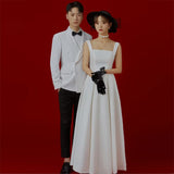 2026 New License Light Wedding Dress White Simple Ribbon French Hepburn Style Small Dress Engagement Small White Dress HZ0517