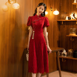 White Cheongsam Dress Woman 2026 New Summer New Chinese Style National Style Dress Collar Evening Dress HZ0517