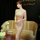 Sequin Evening Dress 2026 New Banquet Temperament Sexy Fishtail Champagne Party Show Dress HZ0517