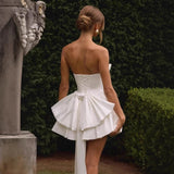 Solid Color Brading Evening Dress Small Short Party Birthday Repair Sexy Light Wedding Dress Dress Dress HZ0517