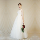 Light Wedding Dress 2026 New Word-Shoulder Retro Light Yarn Simple Small White Korean Light Dress Wedding Dress HZ0517