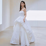 French Travel To Light Wedding Dress Princess Dress Light Extravagant Folded Tunkempt Dress Adult Dress HZ0517