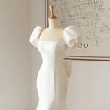 Fish-Tailed Vertiny Light Wedding Dress 2026 New Bubble Sleeve Simple Elegant Sexy Temperament Welcome Dew Back-To-Back Tail HZ0517