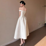 The Bride Went Out Light Wedding Dress Simple Light White Dens Down Dress Small Man Certificate Registration Small Dress HZ0517