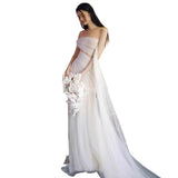 French Niche Sexy Breast-Shaping Light Wedding Dress Sen Is Fairy Tailing Bride Morning Robe Door Yarn Engagement High-End Light Luxury HZ0517