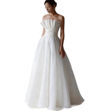 Brased And Light Wedding Dress 2025 New White Sen Series Simple Bridal Light Wedding Dress HZ0517