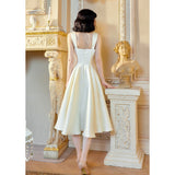 Light Wedding Dress French 2026 New White Fascling Irregular Dress Temperament Princess Waist Gloss Dress Dress HZ0517