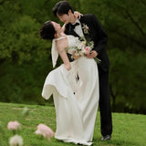 Shadow Floor Couple Wedding Dress 2026 Spring New Travel Scene Mori Sea View Dens, Hanging Small Tail Light Wedding Dress HZ0517