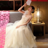 Sen Lings With Slings Light Wedding Dress New Chinese Morning Robe Bride Light Luxury Niche Engagement Dress Dress Dress Dress Dress HZ0517