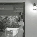 2026 Simple White Shoulder Wedding Dress Toast Banquet Lawn Wedding Trip Outdoor Light Wedding HZ0517