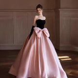 Pink Retro Breast-Wearing Evening Dress Birthday Fairy Dress Hepburn Style High-Level Rites Of Passage For Light Luxury HZ0517