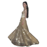 Golden Bra Squins High-End Evening Dress Engagement Light Luxury Wedding Yarn Banquet Host Niche Dress HZ0517