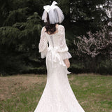 French Fish Tail Light Wedding Dress 2026 New Bridal Temperament Design Lace Out-To-Tail Outdoor Wedding Dress HZ0517