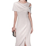 White Banquet Temperament Host Evening Dress Holiday Dress Famous Birthday Party Dress HZ0517
