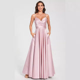 Evening Dress V-Neck Ball 2026 New Formal Long-Term Fascling Banquet Host Evening Dress With Pocket HZ0517