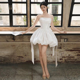 French Brao-Smeared Wedding Dress Bride Small Simple Temperament With A White Short Engagement Birthday Dress Dress HZ0517