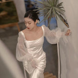 Super Xian Sen Light Wedding Dress 2026 Spring New Waist Bride Welcome Yarn White Simple Temperament Elegant Dress HZ0517