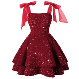 Shiny Liangli Short Back School Festival Dress 2026 Fine Shoulder Belt Short Ball Dresses Bow Cocktail Dress HZ0517