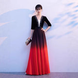 Black And Red Gradient Choir Performance Costume Temperament High Sense Of Senior Sense Of Seniors Presiding Performance Dress 2026 New Evening Dress HZ0517