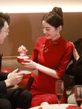 A Toasting Cheongsam Small Bridal Engagement Dress Red Dress Woman Summer Back Door 2026 New Cheongsam HZ0517