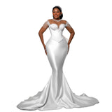 African Large-Size Wedding Dress New Fishtail Repair Bras Main Wedding Dress Mermaid Wedding Dress Woman HZ0517