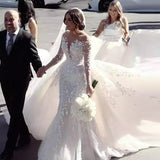 2026 New Fishtail Wedding Dress Bride One-Word Wedding Trip Engagement High-End Luxury Heavy Industry Tail HZ0517