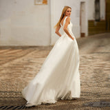 Shoulder Light Wedding Dress 2026 New Bride Simple A Version Of Bare Back Shot Small Drag Tail Thin Wedding Dress HZ0517