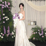 French Bra Light Wedding Dress White High-End Feeld Bridal Engagement Dress Banquet Welcome Morning Robes Go Out Yarn HZ0517