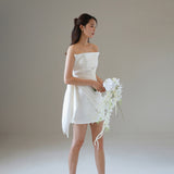 French Stite Braided Lightweight Wedding Dress 2025 New Simple Short Sexy White Travel Shot Light Wedding Dress HZ0517