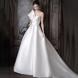 Korean-Style Dens Down Simple Light Wedding Dress 2026 New Small Brides Go Out To Greet The Wedding Dress HZ0517