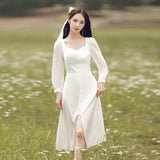 French Retro White Small Dress Can Usually Wear A Registration Certificate Of Engagement Light Yarn Shot With A Thiny Fairy Evening Dress HZ0517