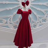 French Bride Toasting Small Man In Escape Princess Thin Dress Female Red Wedding Back Door Engagement Dress HZ0517
