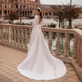 2026 Spring New Bridal Long-Sleeved Thin Travel Shooting Simple Tail Light Wedding Dress HZ0517