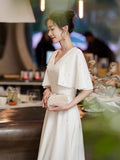 White Evening Dress Female Banquet Temperament Can Usually Wear Light Luxury Small Long Engagement Dress Dress Dress HZ0517