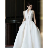 New Dingy-Hanging Neck Light Wedding Dress Tug White High-End Wedding Dress Bride Welcome Out Of The Yarn Light Extravagance HZ0517