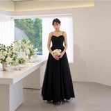 Korean New Wedding Dress Black Sexy Dress Sling Net Dress Banquet Temperament Light Wedding Dress HZ0517