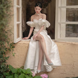 French Brao Light Wedding Dress 2026 New Bridal Temperament Simple Shoulder-Tailed Fish-Tailed And Vertinated Face Welcome Dress HZ0517
