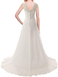 Bridal Wedding Dress Beach Lace Wedding Dress A-Shaped Chiffon Skirt Deep V-Dress HZ0517
