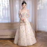 Full Star Breasts Flower Evening Dress Senior Sense 2026 New Birthday Party Host Performance Engagement Evening Dress HZ0517