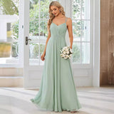 Elegant Evening Dress V-Deleted Long Dresse 2026 New Chiffon Folding Mint Green Bite Dress HZ0517