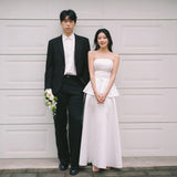 French Travel Shoots The Fasint Face Light Wedding Dress Bride's Niche Temperament Simple Bosom Card Small White Dress Engagement White Dress HZ0517